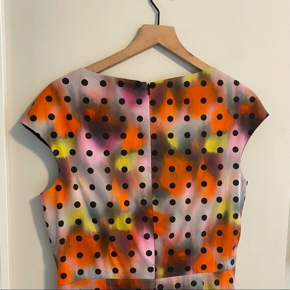 Lela Rose Red Pink Yellow Polka Dot Sheath Mini Dress 12 - Picture 10 of 16